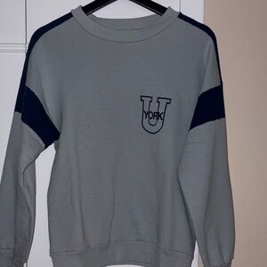 VINTAGE - York U Grey Crewneck Sweatshirt with Navy Accents